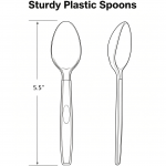 Xandory Disposable Serving Spoons, Party Essentials Disposable Heavy Duty Plastic Serving Utensils , 5-Count 5.5" Spoons, Gray