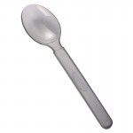 Xandory Disposable Serving Spoons, Party Essentials Disposable Heavy Duty Plastic Serving Utensils , 5-Count 5.5" Spoons, Gray