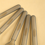 Xandory Disposable Serving Spoons, Party Essentials Disposable Heavy Duty Plastic Serving Utensils , 5-Count 5.5" Spoons, Gray