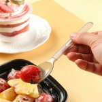 Xandory Disposable Serving Spoons, Party Essentials Disposable Heavy Duty Plastic Serving Utensils , 5-Count 5.5" Spoons, Gray
