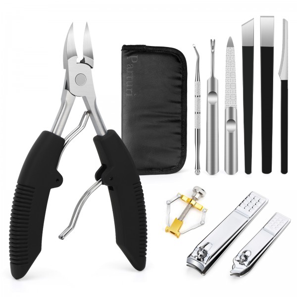 Parturi 10pcs Ingrown Toenail Tool, Nail Clippers Pedicure Knife Set Ingrown Toenail Removal Kit, High Manganese Steel Ingrown Toenail Treat-Ment Corrector Tool Blade for Cuticle Remove